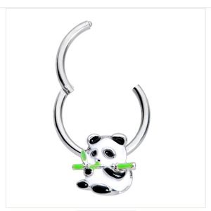 16 Gauge 3/8 Black White Hungry Panda Hinged Segment Ring